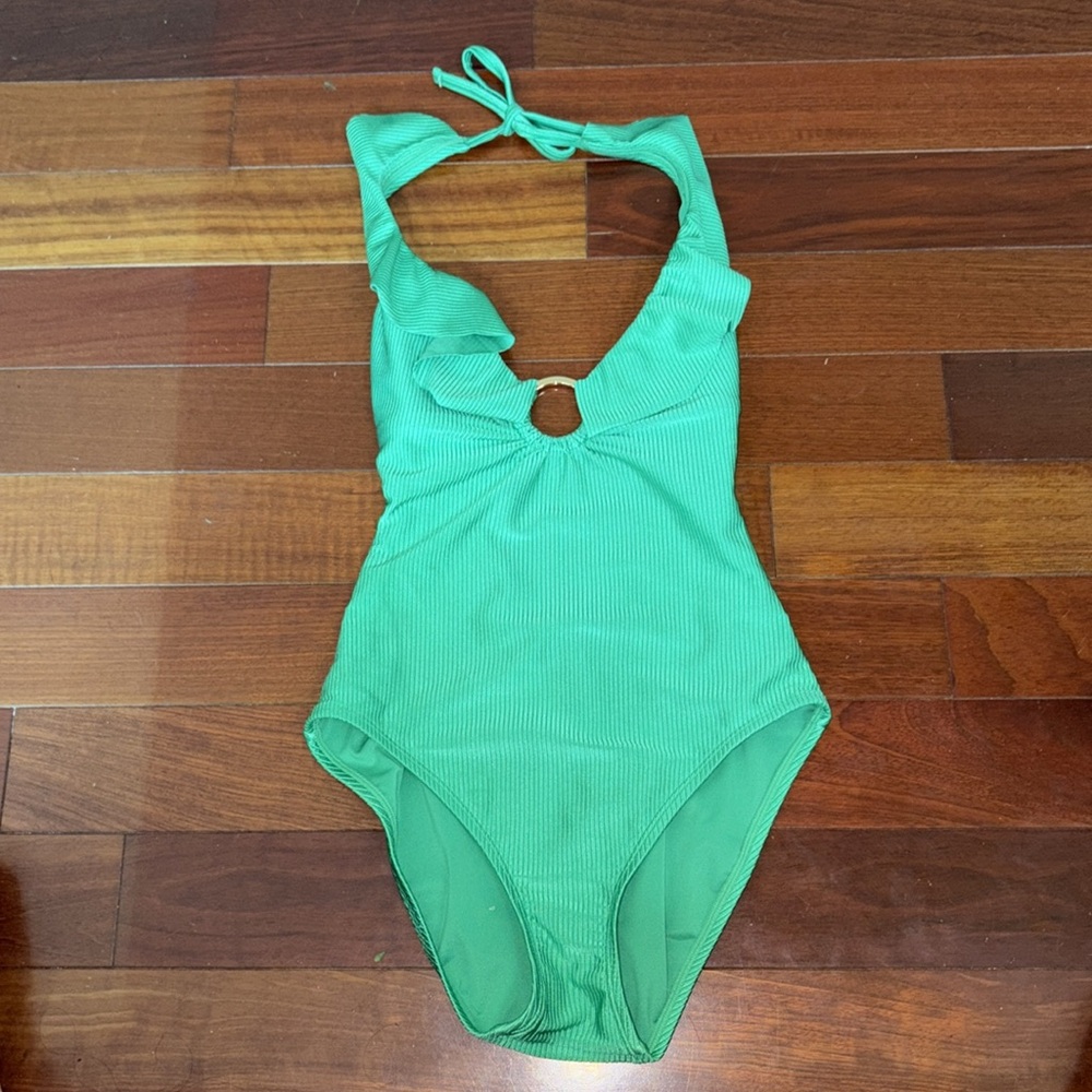 Lilly Pulitzer Santiana ribbed ruffle keyhole one piece swimsuit bathing suit - Picture 2 of 8